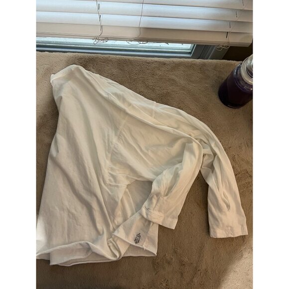 Free People White Oversized Long-Sleeve Shirt With Boho Print Detail Womens S - Picture 7 of 8